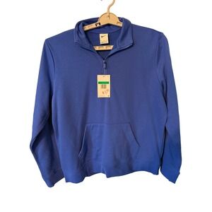 Nike Women's Club Fleece Sleeve Swoosh 1/2-Zip Game Royal Gorpcore Sportswear